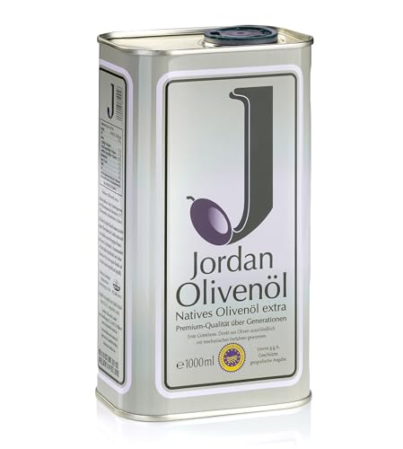 Jordan Olivenöl | Natives Olivenöl Extra [1 Liter - Kanister] - von der griechischen Insel Lesbos | traditionelle Handernte | Kaltextraktion am Tag...