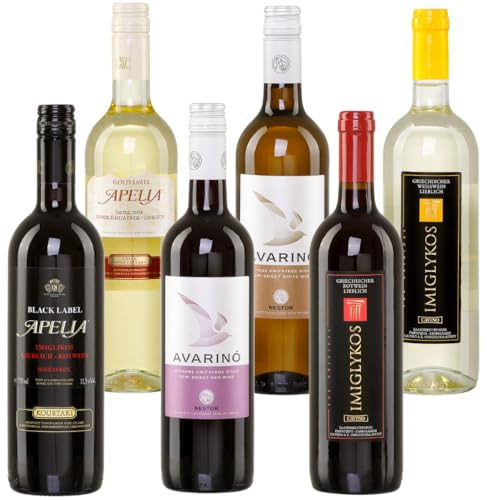 Imiglykos Probierset aus Griechenland 6x 0,75l | Lieblich | Griechischer Wein | 3x Imiglykos rot | 3x Imiglykos weiß