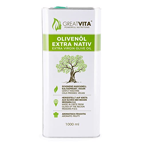 GreatVita Olivenöl, extra nativ & kaltgepresst, 1000ml im Kanister