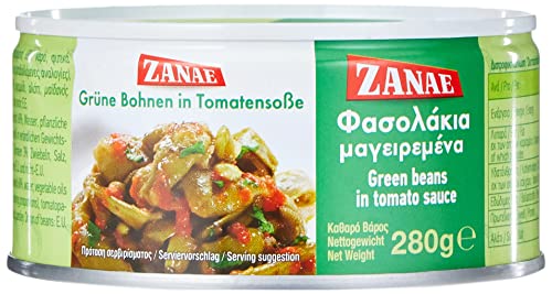 ZANAE Grüne Bohnen in Tomatensauce, 4er Pack (4 x 280 g)