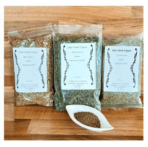 Griechische Gewürzsets Geschenkset ausgewählte Kräuter und Gewürze von Elixir Herbs & Spices auf Kreta (80g Oregano, 30g Brennnessel, 50g Majoran...